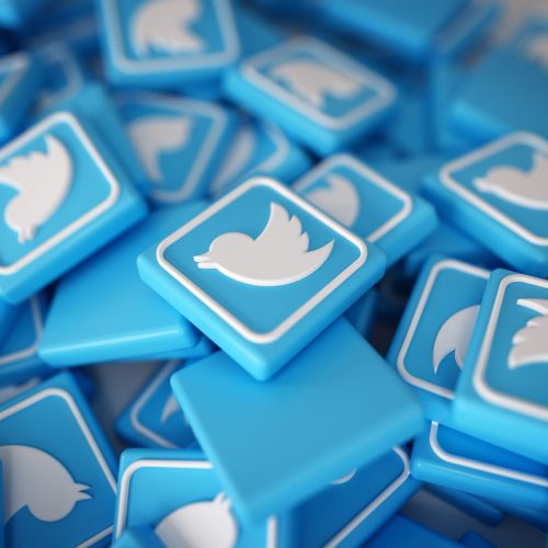 Pile of 3D Twitter Logos